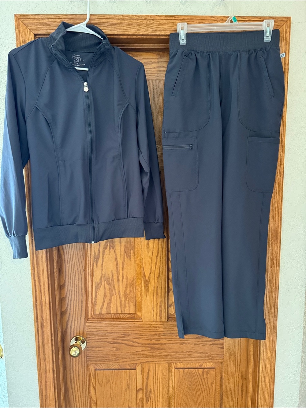 Charcoal Gray Active Jacket & Scrub Pants Set
